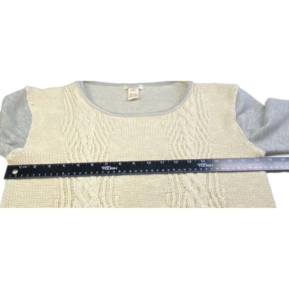 SUNDANCE Women Cable Knit Pullover Sweater Sz XS Ivory Gray Mix Media 12-3 - Picture 8 of 15
